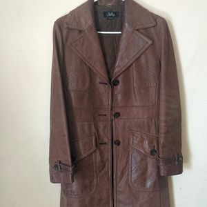 Brown genuine leather vintage jacket